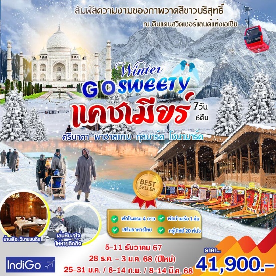 HML03  ทัวร์อินเดีย WINTER GO SWEETY แคชเมียร์ 7 วัน 6 คืน 6E