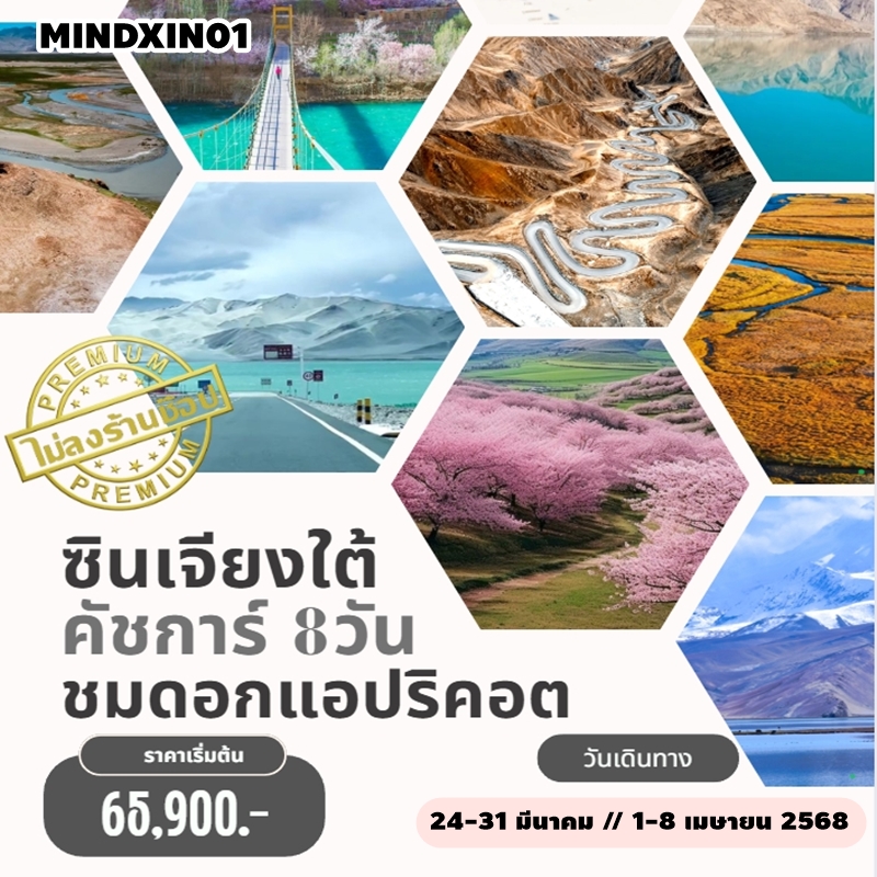 MINDXIN01 ซินเจียงใต้ - คัชการ์ - ชมดอกแอปริคอต 8วัน7คืน 3U