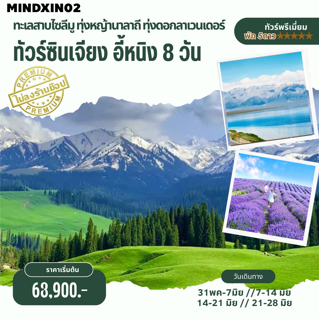 MINDXIN02 ซินเจียง อี้หนิง เท่อเค่อซือ ทุ่งดอกลาเวนเดอร์ 8 วัน 7 คืน MU