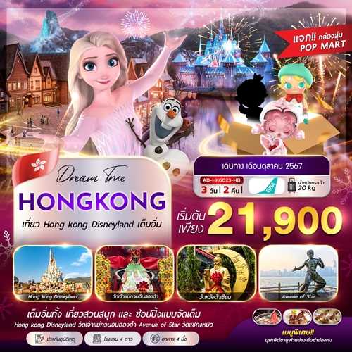 ทัวร์ฮ่องกง HONGKONG DISNEYLAND 3D2N HB (AD-HKG023-HB)