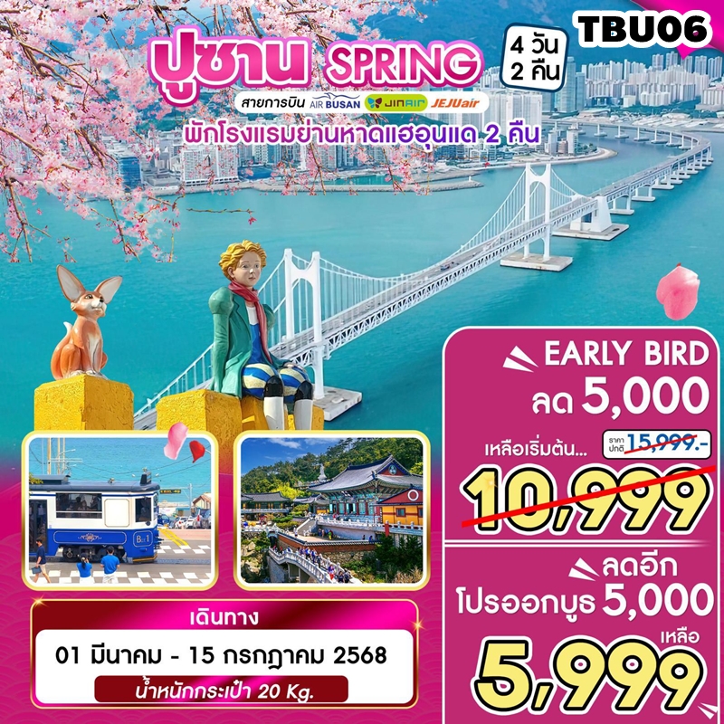 TBU06 ทัวร์ปูซาน Busan Spring 4วัน2คืน 7C 1MAR-15JUL25