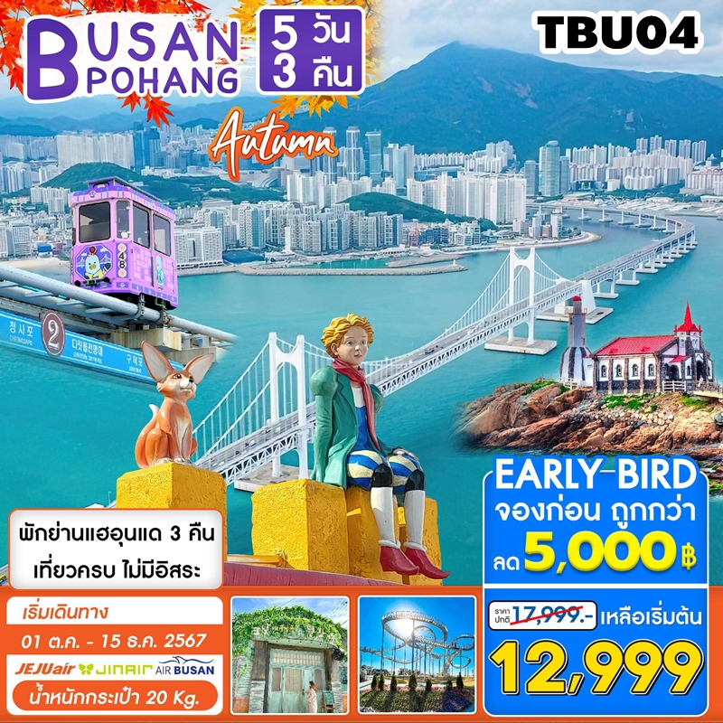 TBU04 ทัวร์เกาหลี ปูซาน Busan Pohang Special 5 วัน 3 คืน 7C 1OCT-15DEC24